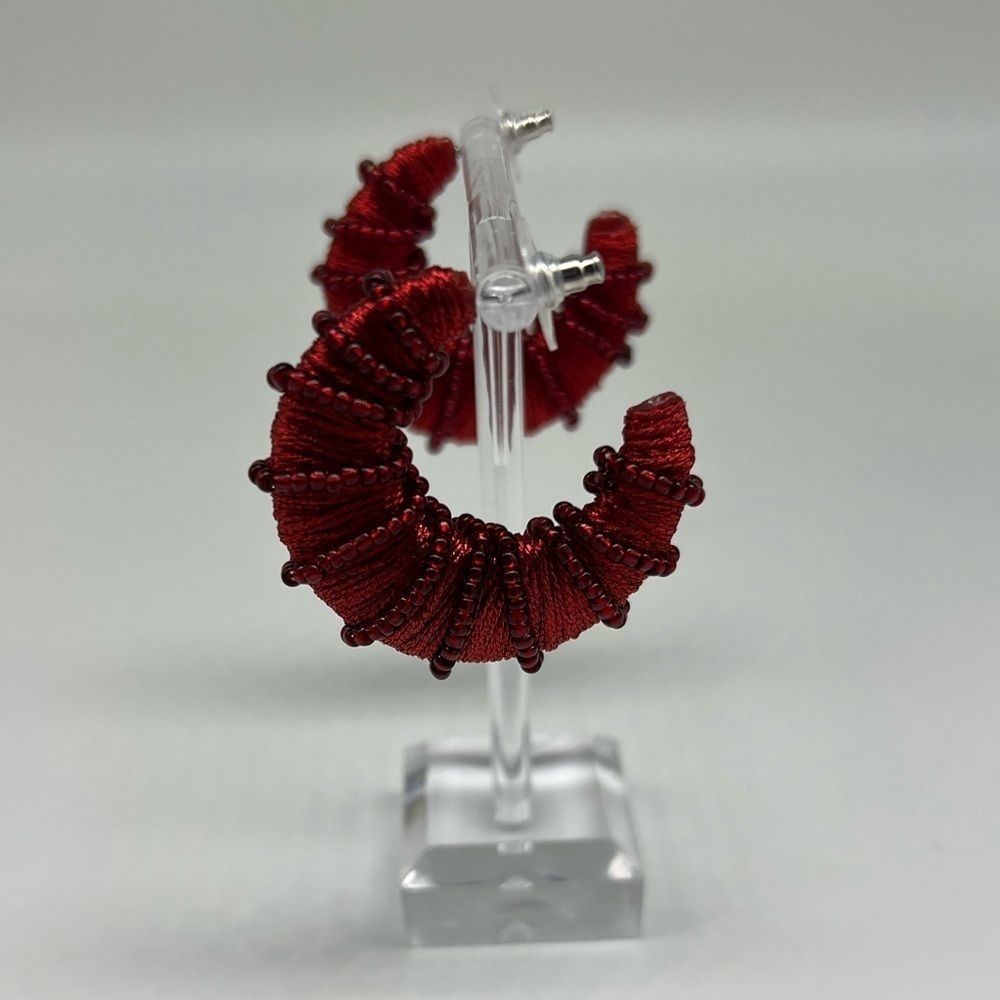 Red Beaded Earrings - Picture 4 of 5